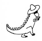 dinosaur in sunhat